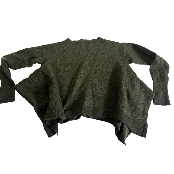 Anthropologie Cropped Sweater Women Small Green Knit Long Sleeve Sharkbite Hem - Picture 3 of 5